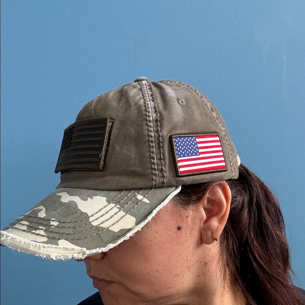 Camouflage Baseball Cap With Flag Patch - image 6